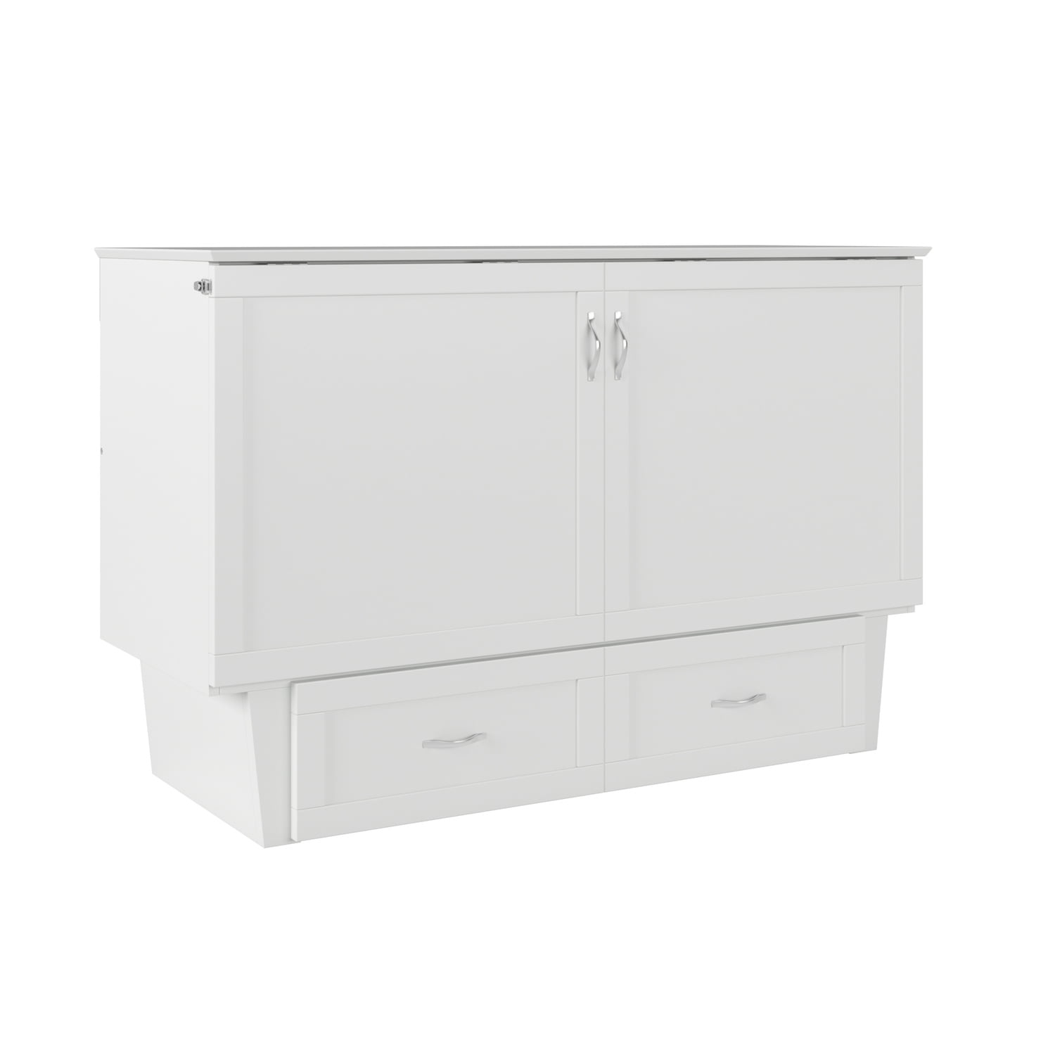 AFI Chelsea Queen Solid Wood Murphy Bed Chest with Mattress in White