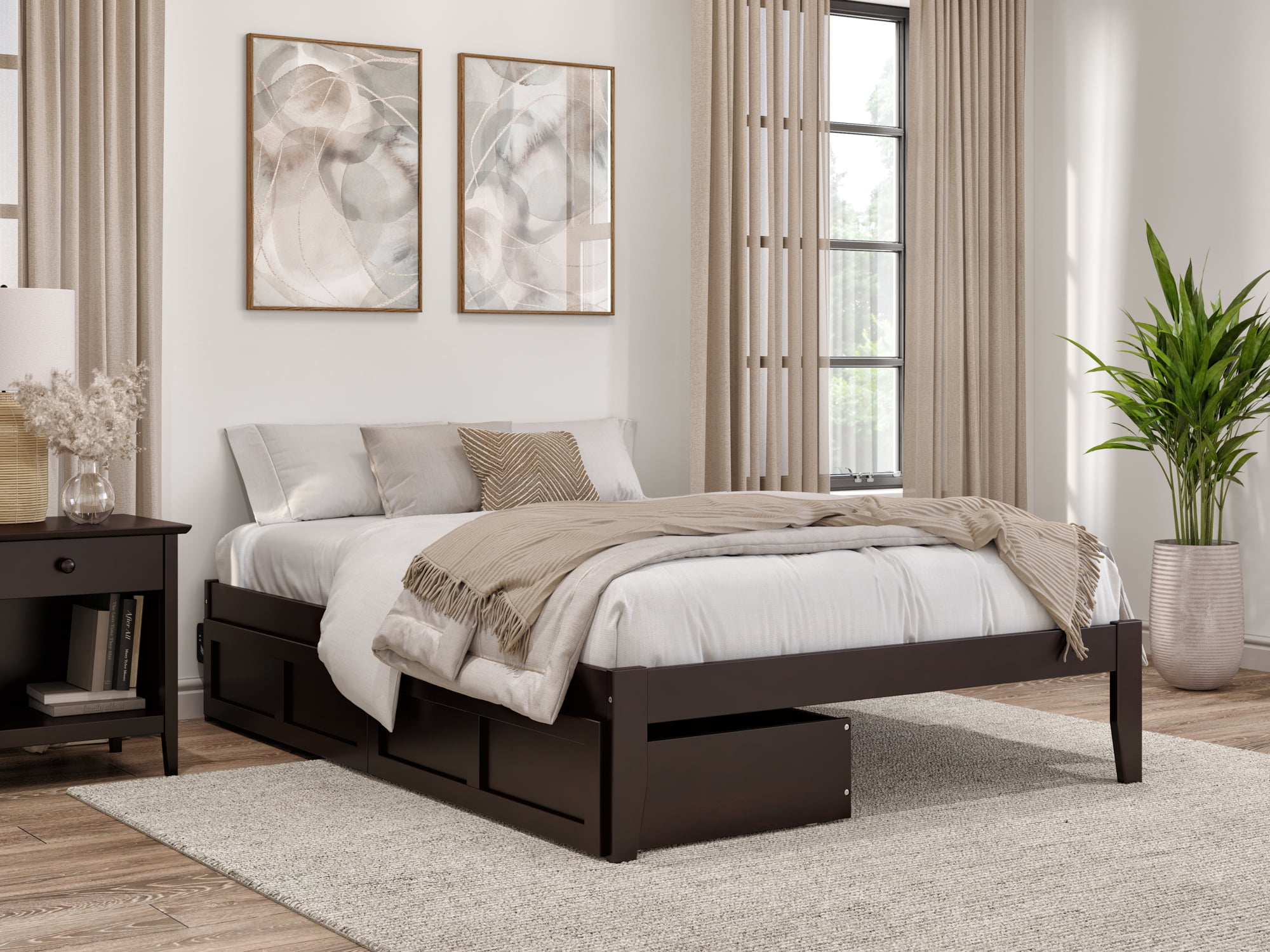 AFI Colorado 14" Full Wood Platform Bed Frame with Set of 2 Storage Drawers, Espresso
