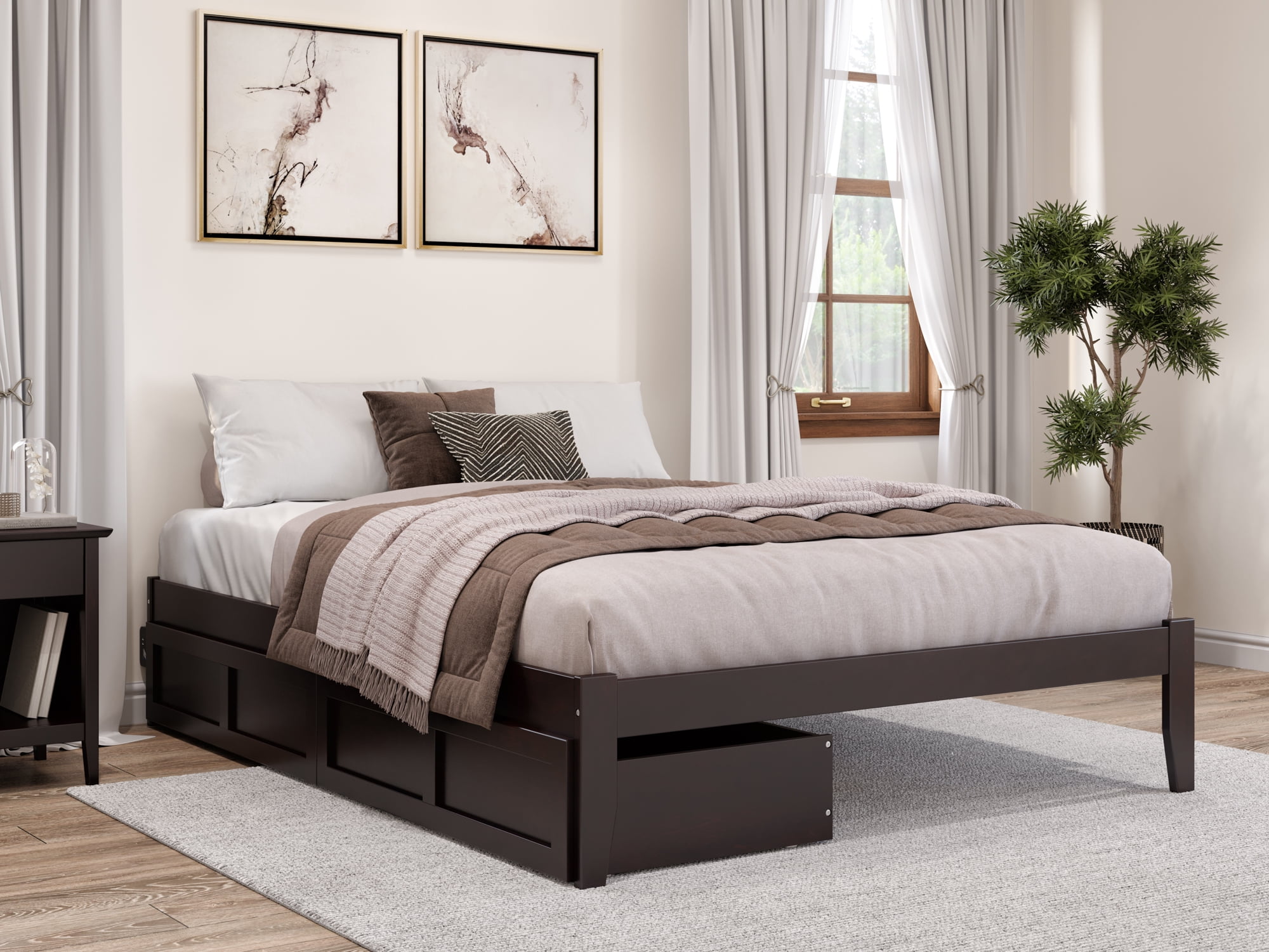 AFI Colorado 14" Queen Wood Platform Bed Frame with Set of 2 Storage Drawers, Espresso