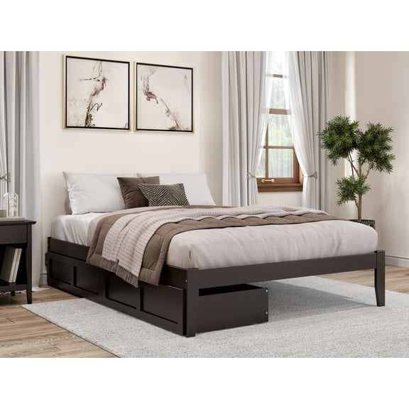AFI Colorado 14" Queen Wood Platform Bed Frame with Set of 2 Storage Drawers, Espresso