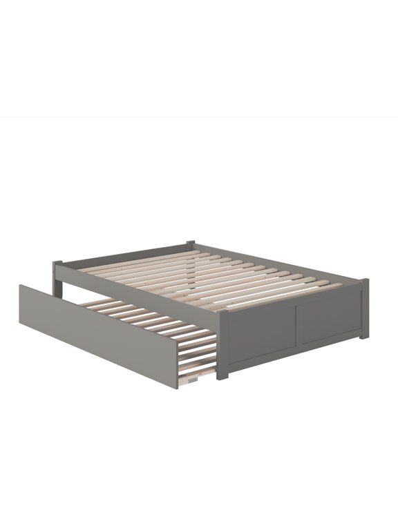 AFI Concord Full Solid Wood Platform Bed with Footboard & Full Trundle, Grey