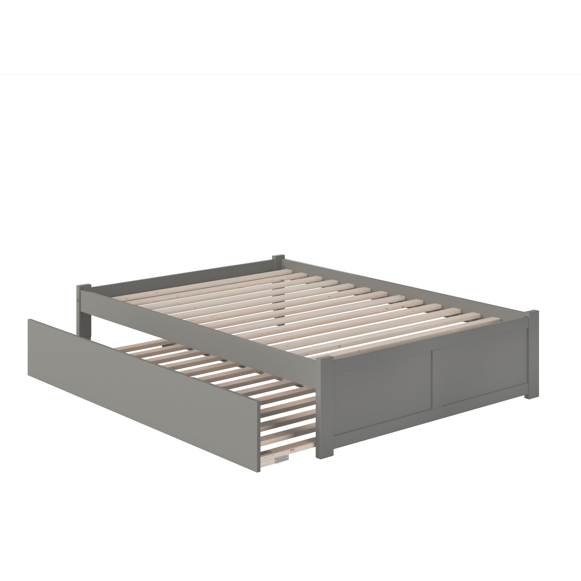 AFI Concord Full Solid Wood Platform Bed with Footboard & Twin Trundle, Grey