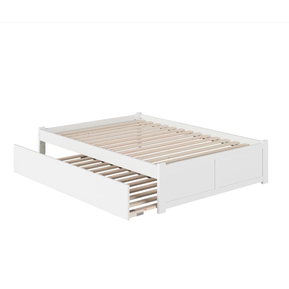 AFI Concord Full Solid Wood Platform Bed with Footboard & Twin Trundle in White