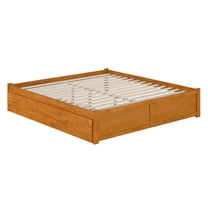 AFI Concord King Wood Platform Bed with Footboard and Twin XL Trundle, Light Toffee