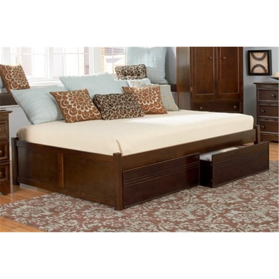 AFI Concord Platform Bed with 2 Flat Panel Footboards - Color:Caramel Latte,Size:King-Color:Natural Maple,Size:Queen