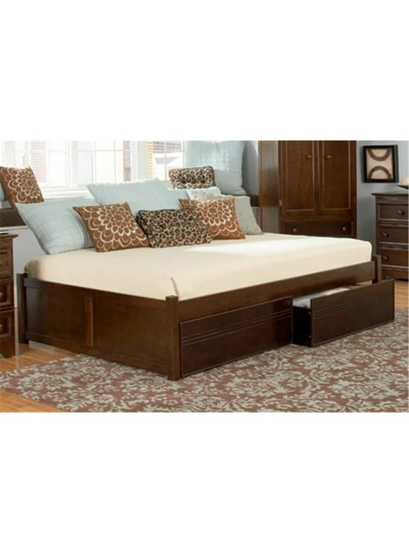 AFI  Concord Platform Bed with 2 Flat Panel Footboards - Color:Caramel Latte,Size:King-Color:White,Size:Twin