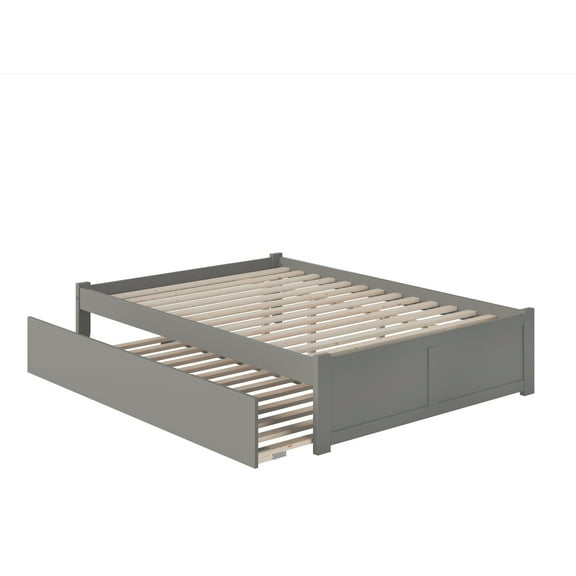 AFI Concord Wood King Platform Bed w/ Footboard and Twin XL Trundle in Gray