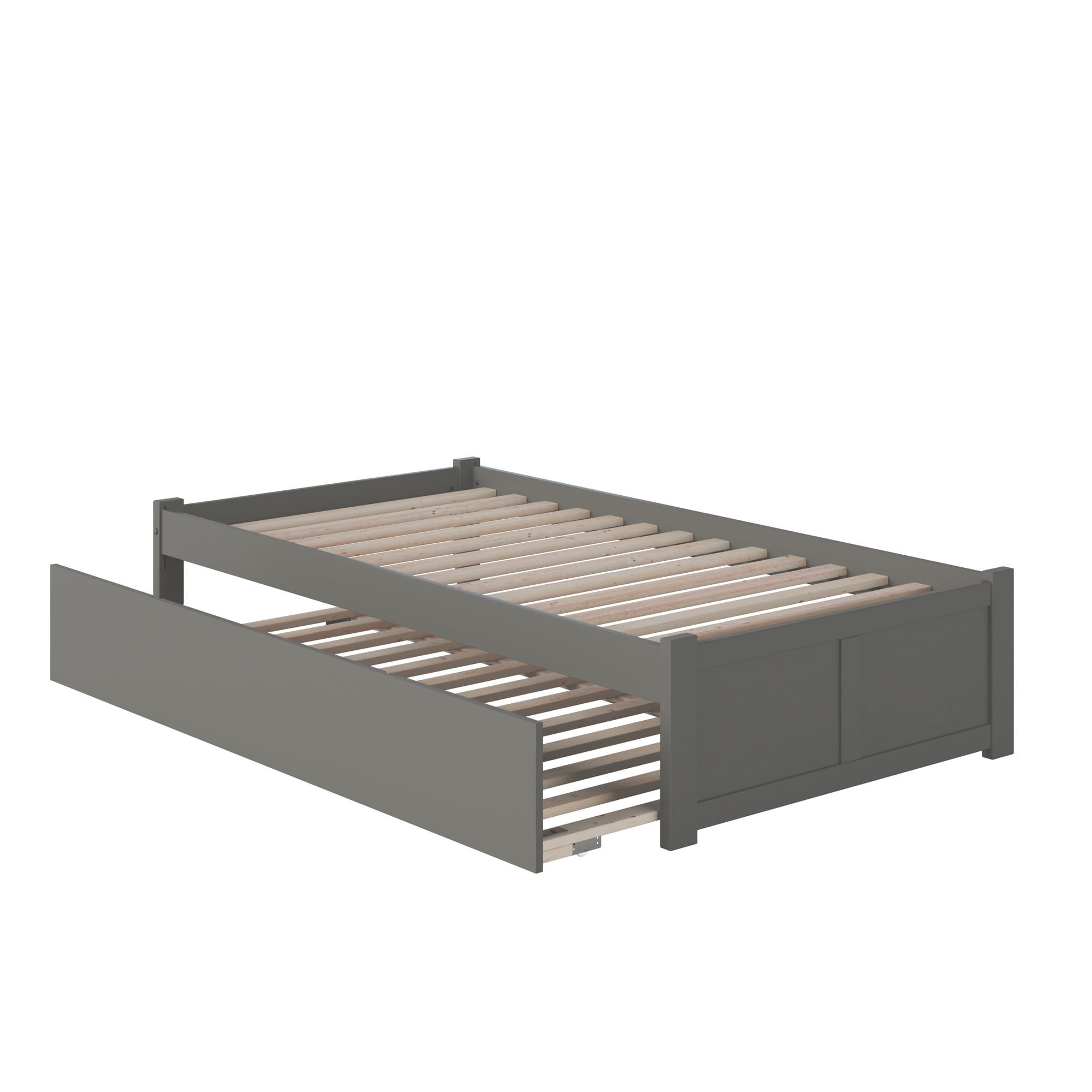 AFI Concord Twin Solid Wood Platform Bed with Footboard & Twin Trundle, Grey