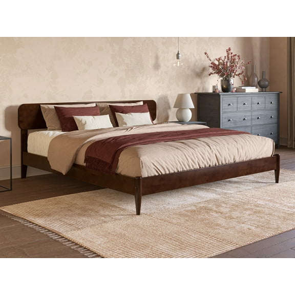 AFI Florence King Solid Wood Low Profile Platform Bed, Walnut