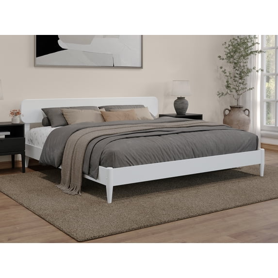 AFI Florence King Solid Wood Low Profile Platform Bed, White