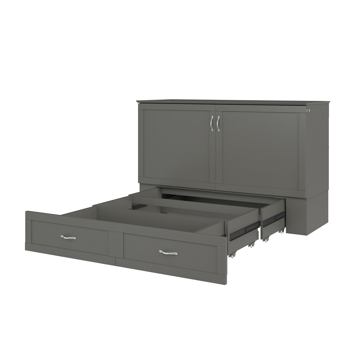 Hamilton Gray Full Murphy Bed Chest with Storage Drawer
