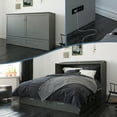 thumbnail image 1 of AFI Hamilton Queen Solid Wood Murphy Bed Chest with 6" Mattress, Drawer & Charger, Grey, 1 of 22