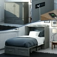 thumbnail image 1 of AFI Hamilton Twin-XL Wood Murphy Bed Chest with 6" Mattress, Drawer & Charger, Grey, 1 of 19