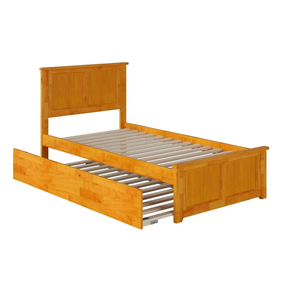 AFI Madison Caramel Solid Wood Platform Bed with Matching Footboard and Trundle, Twin