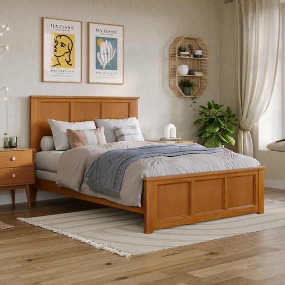 AFI Madison Full Foundation Bed with Matching Footboard, Light Toffee