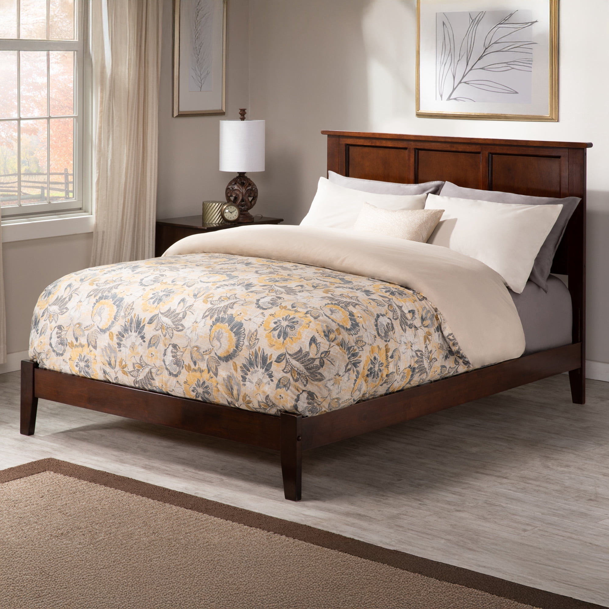 AFI Madison Full Low Profile Wood Platform Bed, Walnut
