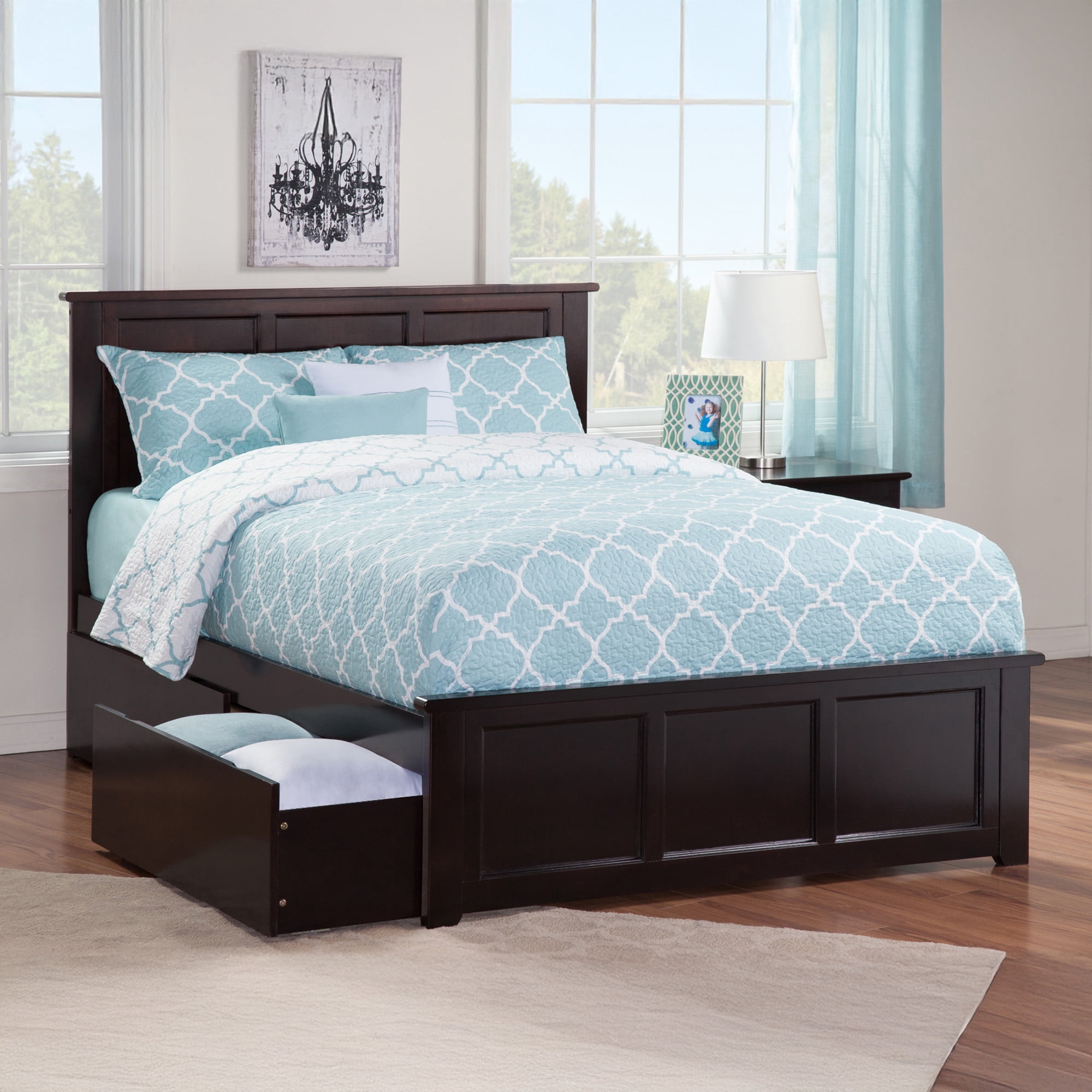 AFI Madison Full Platform Bed with Matching Footboard & Storage Drawers, Espresso