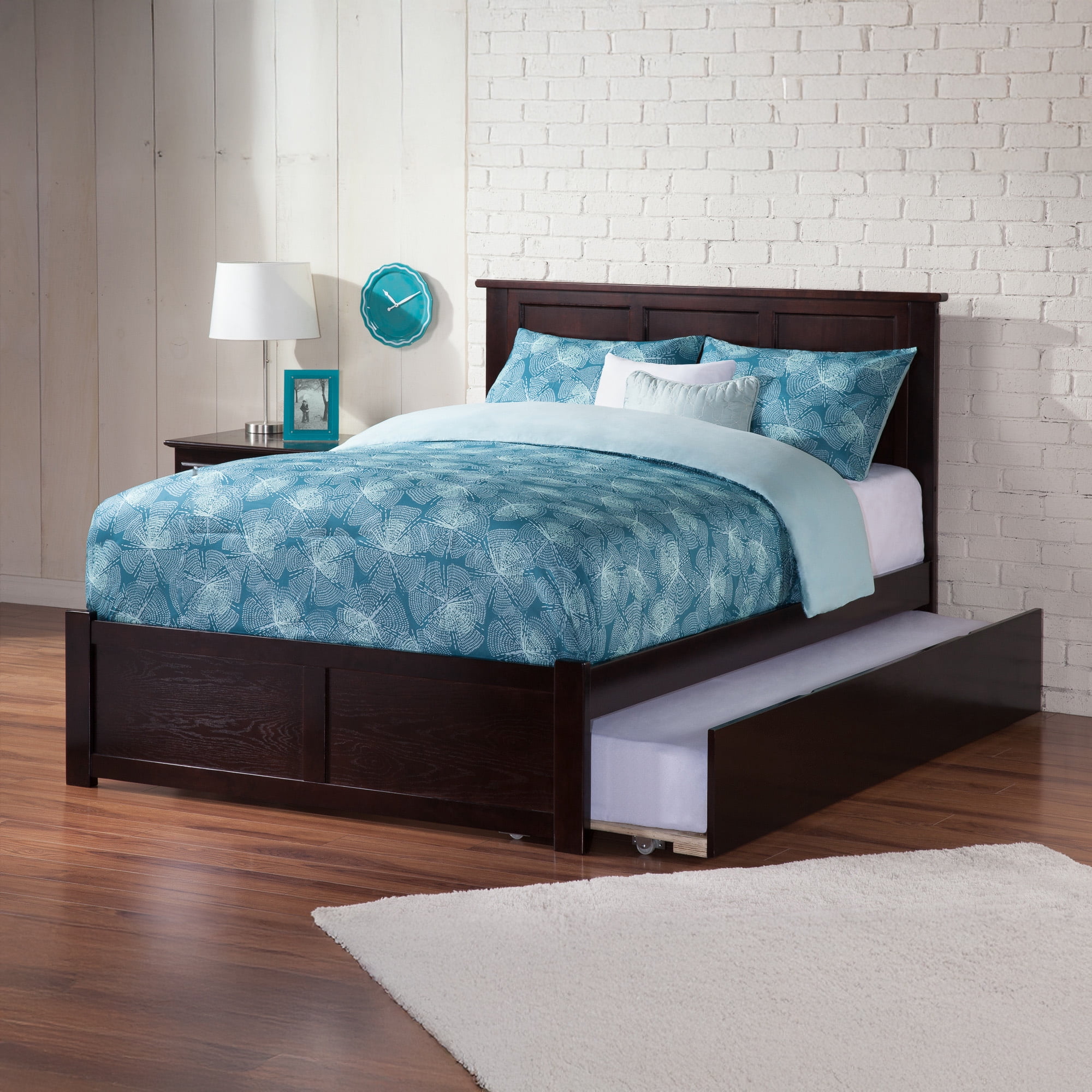 AFI Madison Full Solid Wood Platform Bed with Footboard & Full Trundle, Espresso