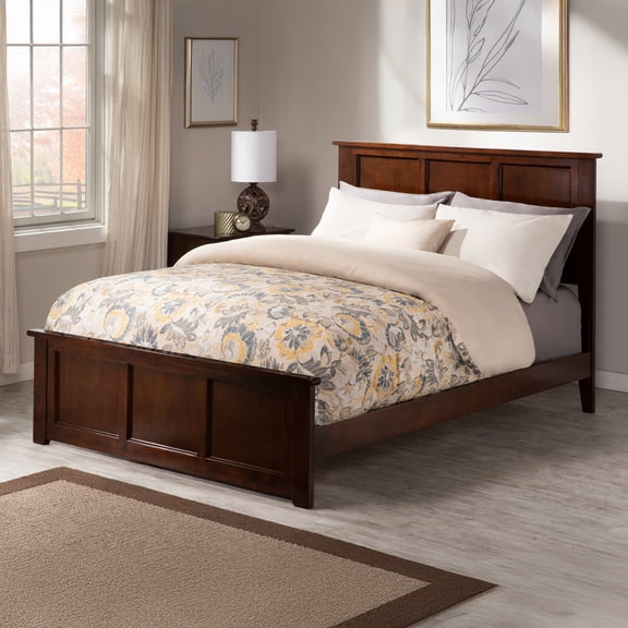 AFI Madison Full Wood Platform Bed & Footboard, Walnut