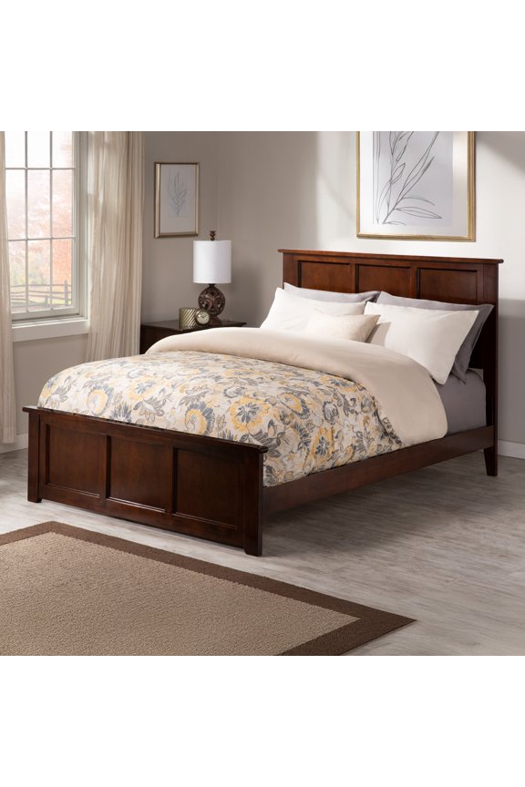 AFI Madison Full Wood Platform Bed & Footboard, Walnut
