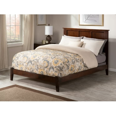 AFI Madison Full Solid Wood Foundation Bed with Panel Headboard, Walnut