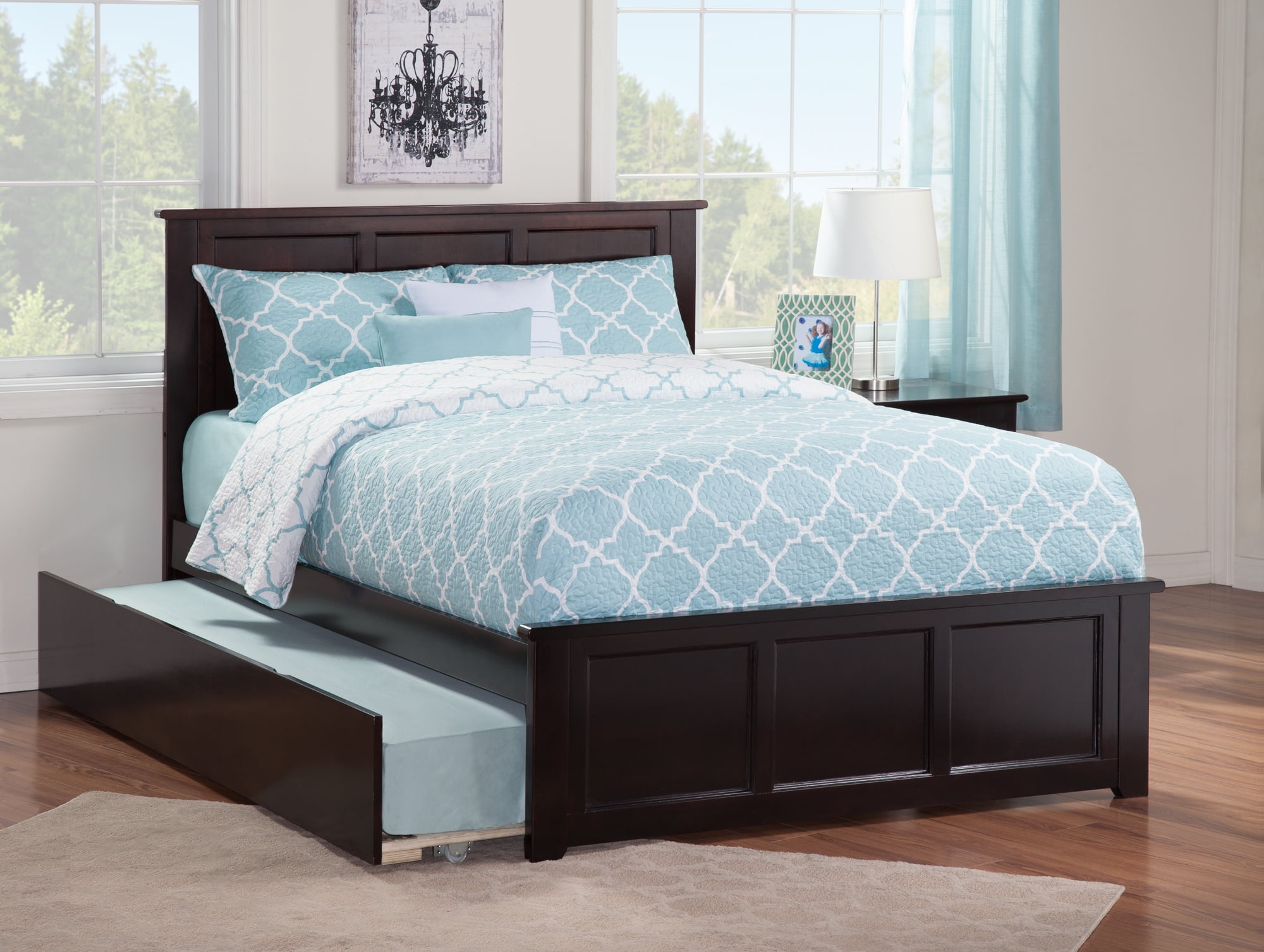 Afi Madison Full Wood Platform Bed with Matching Footboard Full Trundle in Espresso