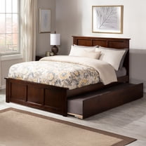 AFI Madison Full Wood Platform Bed with Matching Footboard & Full Trundle, Walnut