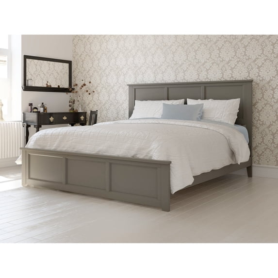 AFI Madison King Solid Wood Foundation Bed Frame with Matching Footboard, Grey