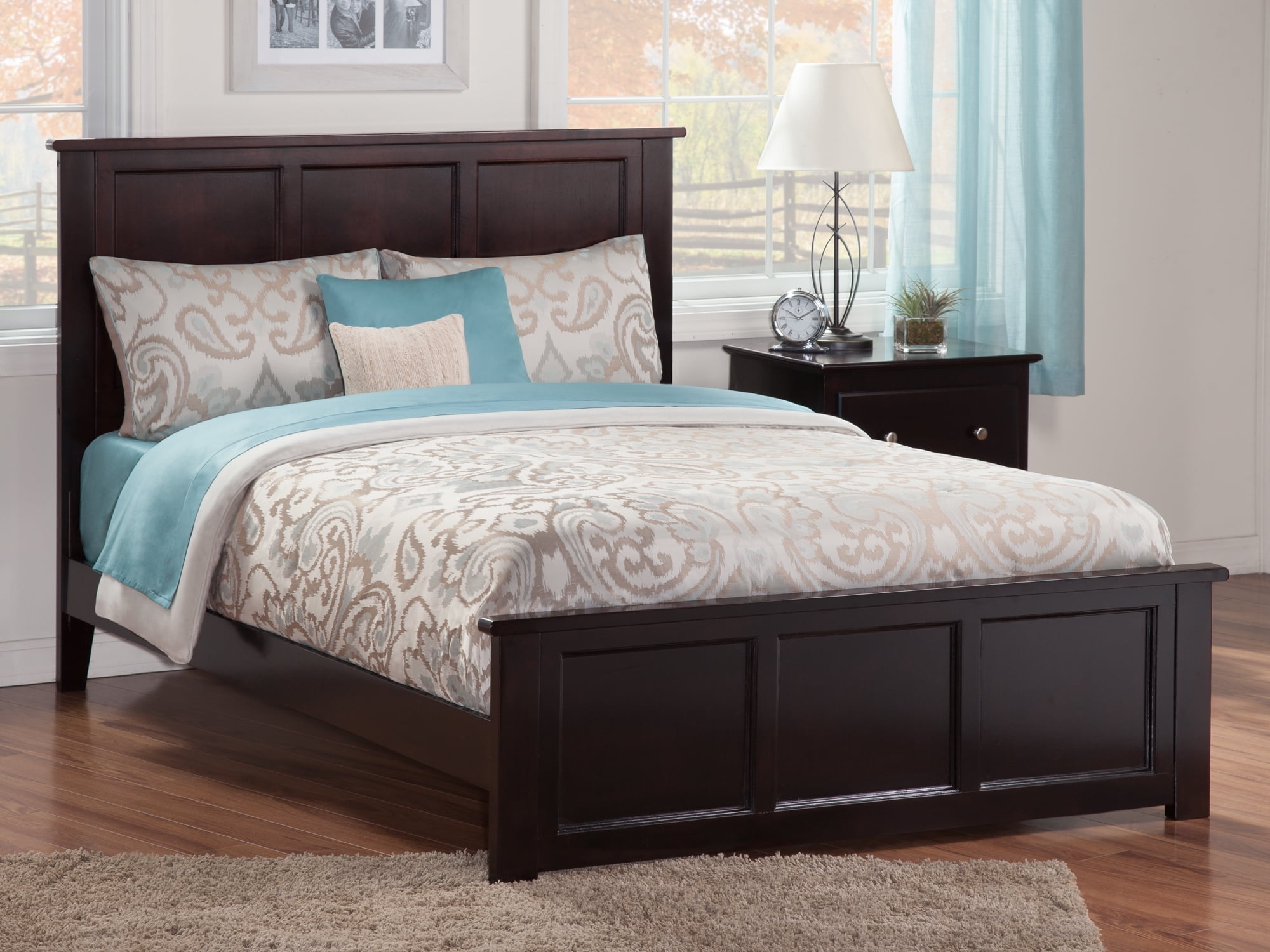 Madison Espresso King Solid Wood Platform Bed with Headboard