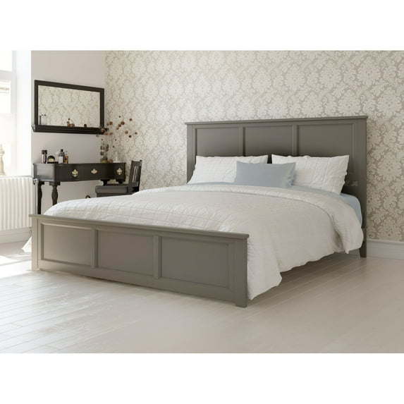 AFI Madison King Solid Wood Low Profile Platform Bed with Matching Footboard, Grey