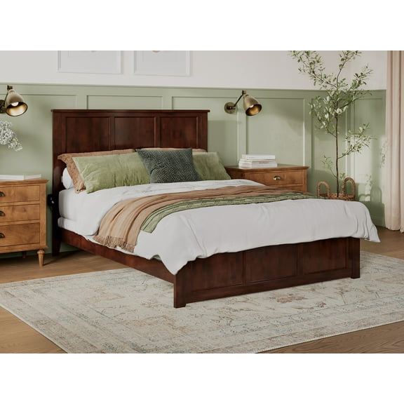 AFI Madison King Solid Wood Low Profile Platform Bed with Matching Footboard, Walnut