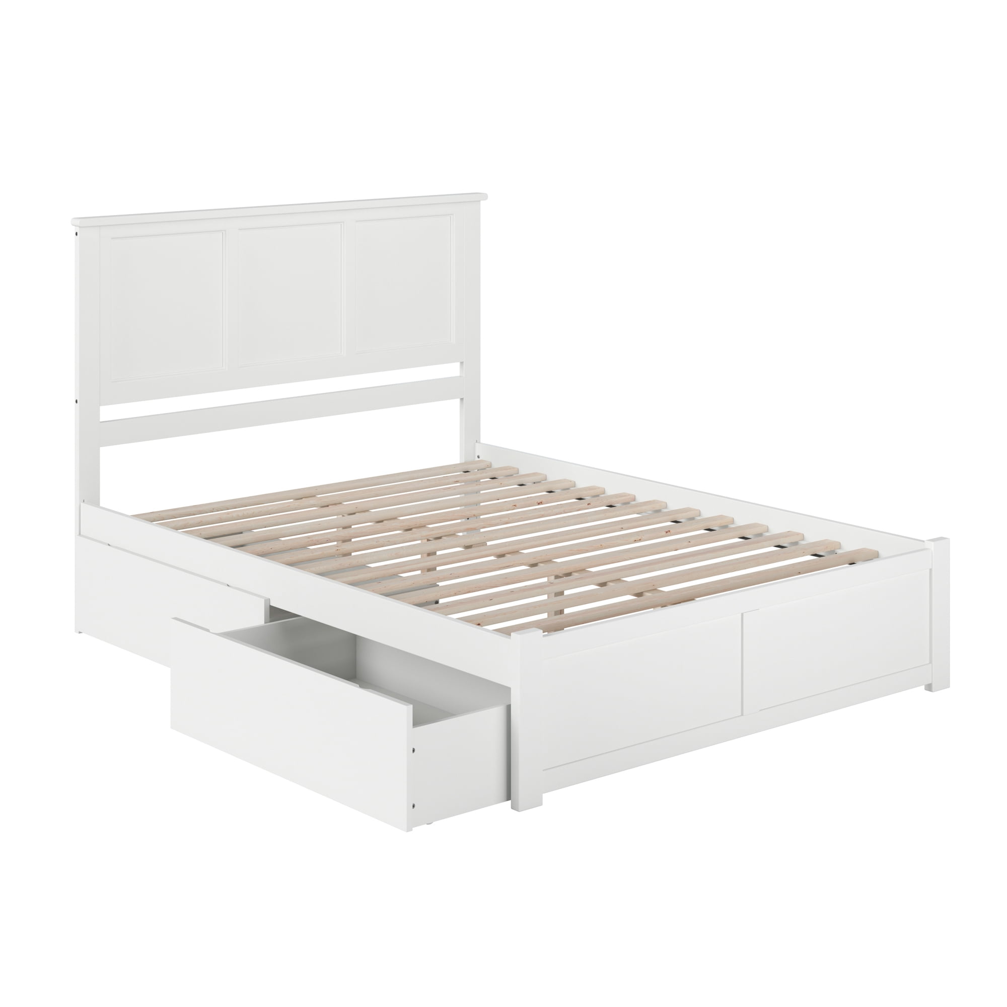 AFI Madison King Solid Wood Platform Bed with Footboard & Storage Drawers, White