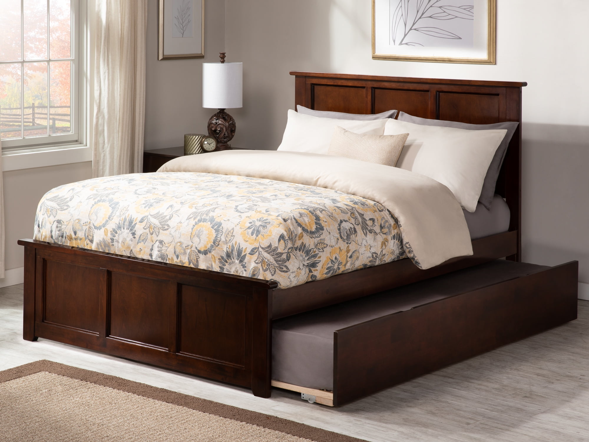 AFI Madison Queen Platform Bed with Wood Headboard Footboard & Twin XL