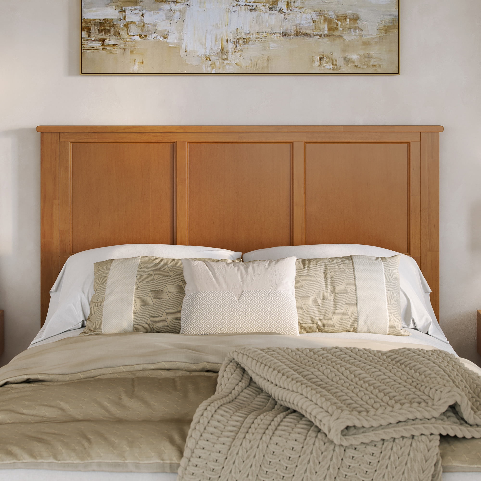 AFI Madison Queen Solid Wood Panel Headboard, Light Toffee
