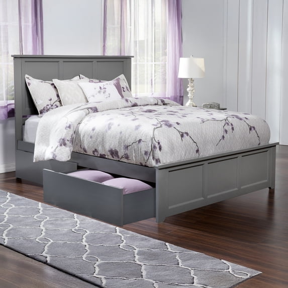 AFI Madison Queen Platform Bed with Matching Footboard and Storage Drawers, Grey