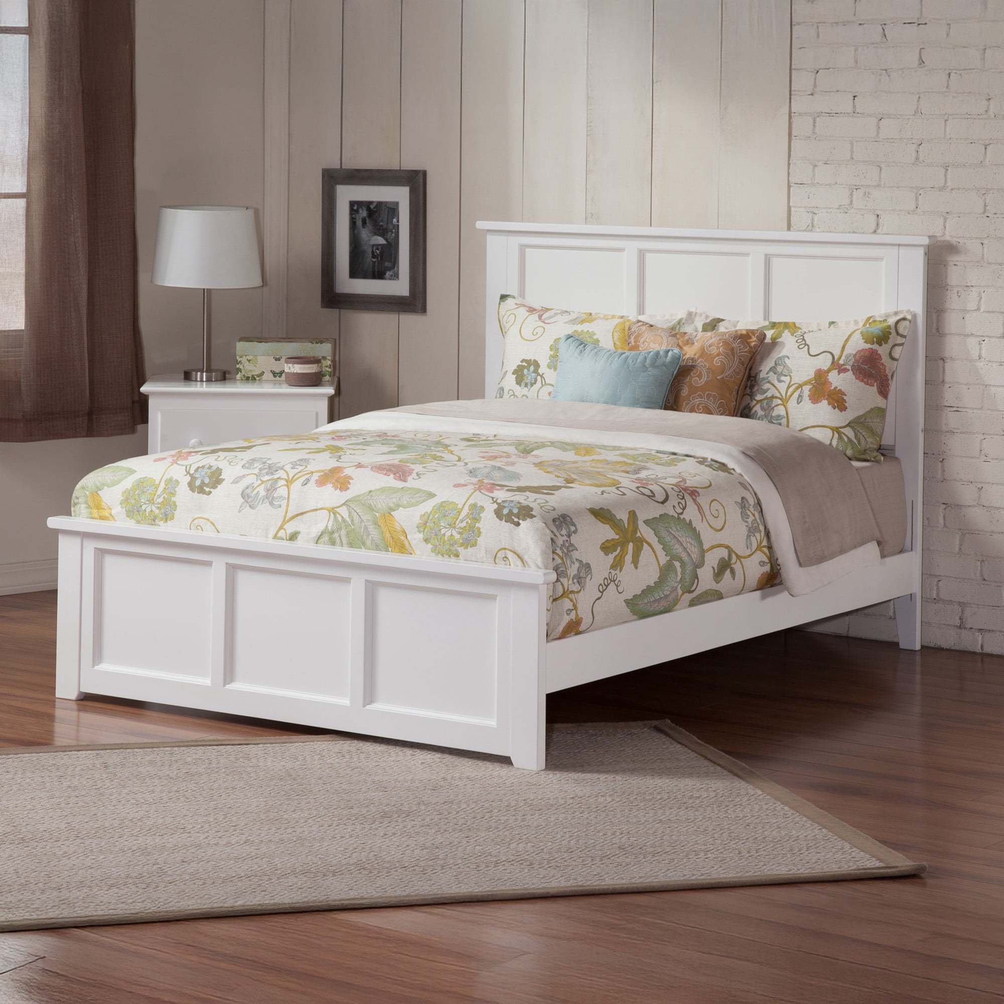 AFI Madison Queen Wood Foundation Bed with Matching Headboard Footboard, White