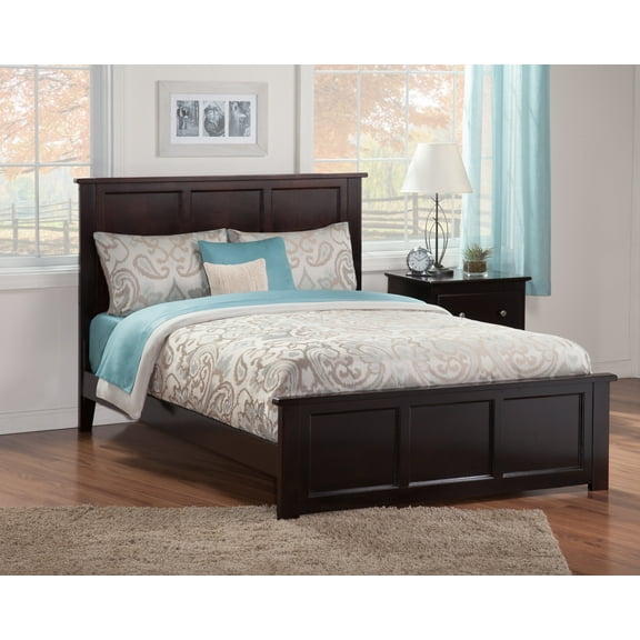 AFI Madison Queen Wood Platform Bed with Panel Headboard and Footboard, Espresso