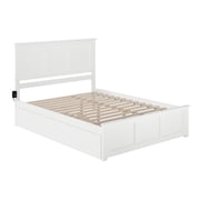 Madison Queen Platform Bed with Matching Footboard & Twin XL Trundle in White