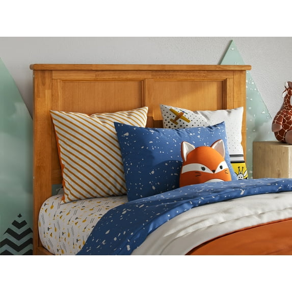 AFI Madison Twin Solid Wood Panel Headboard with Attachable Charger, Light Toffee