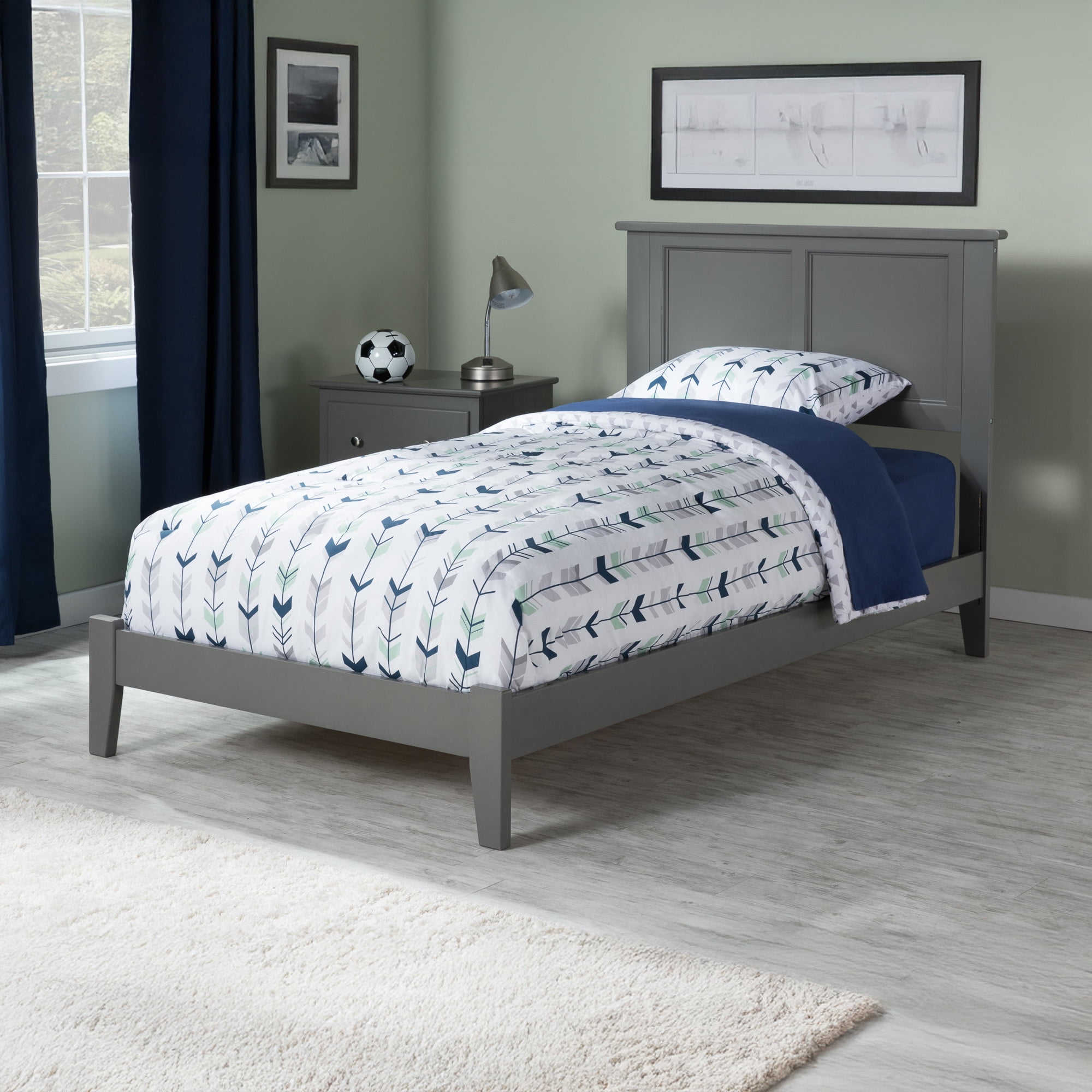 AFI Madison Twin Solid Wood Foundation Bed, Grey
