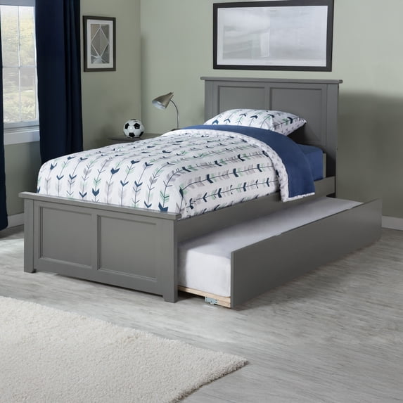 AFI Madison Twin Wood Platform Bed with Matching Footboard & Twin Trundle, Grey