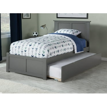AFI Madison Twin XL Solid Wood Bed with Twin XL Trundle in Gray