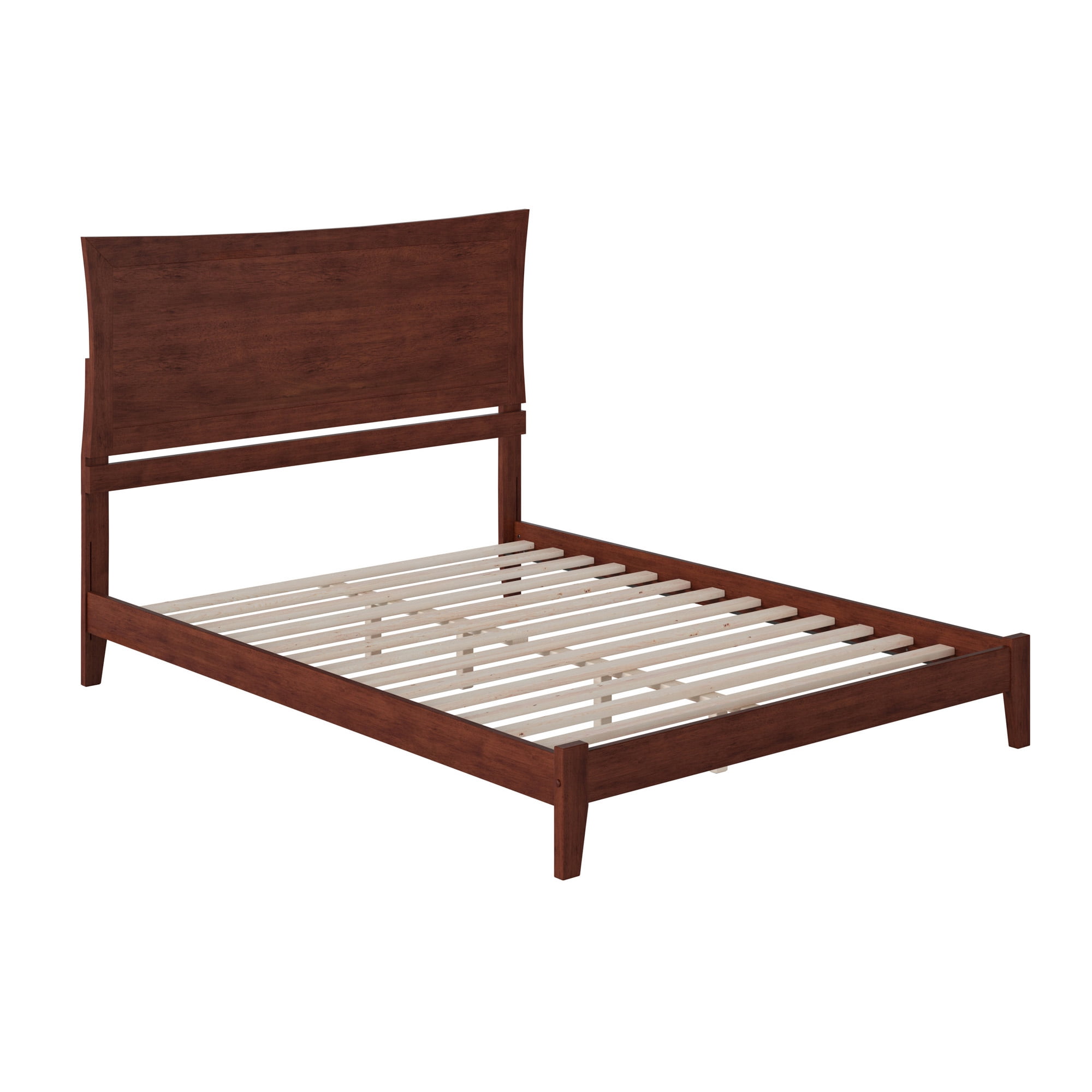AFI Metro Full Low Profile Wood Platform Bed Frame with Panel Headboard, Walnut