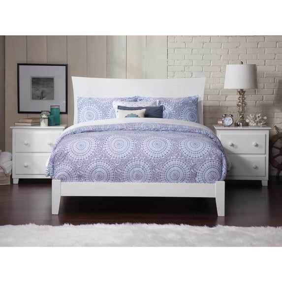 AFI Metro Full Wood Foundation Bed Frame with Panel Headboard, White