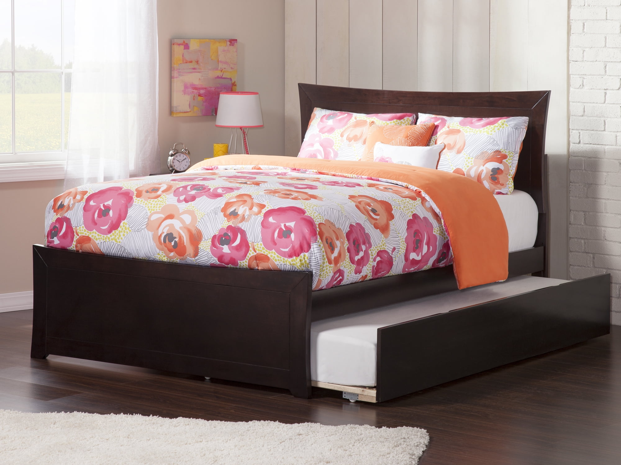 AFI Metro Queen Platform Bed with Wood Headboard Footboard & Twin-XL Trundle, Espresso