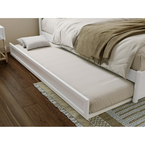 AFI, Mid-Century Modern Trundle Bed, Twin XL, White