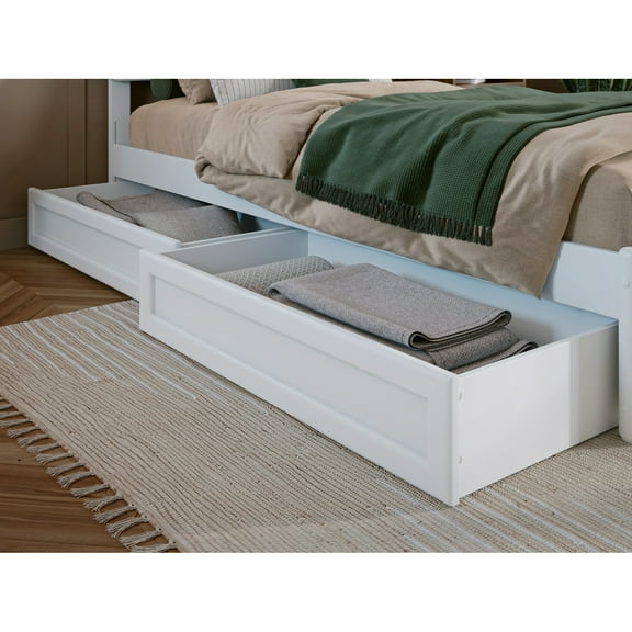 AFI, Mid-Century Modern Under Bed Storage Drawers, Queen/King/Twin XL, White
