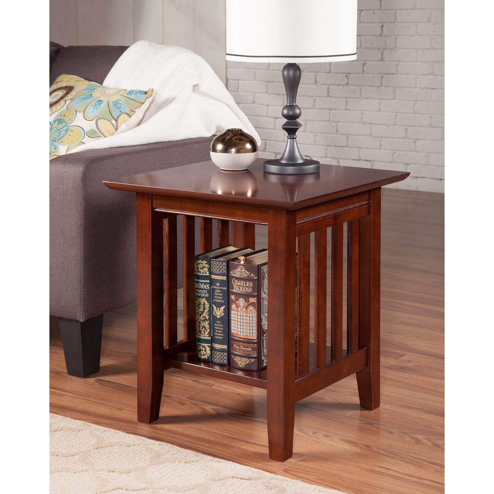 Eco-Friendly Mission-Style Walnut Wood Square End Table