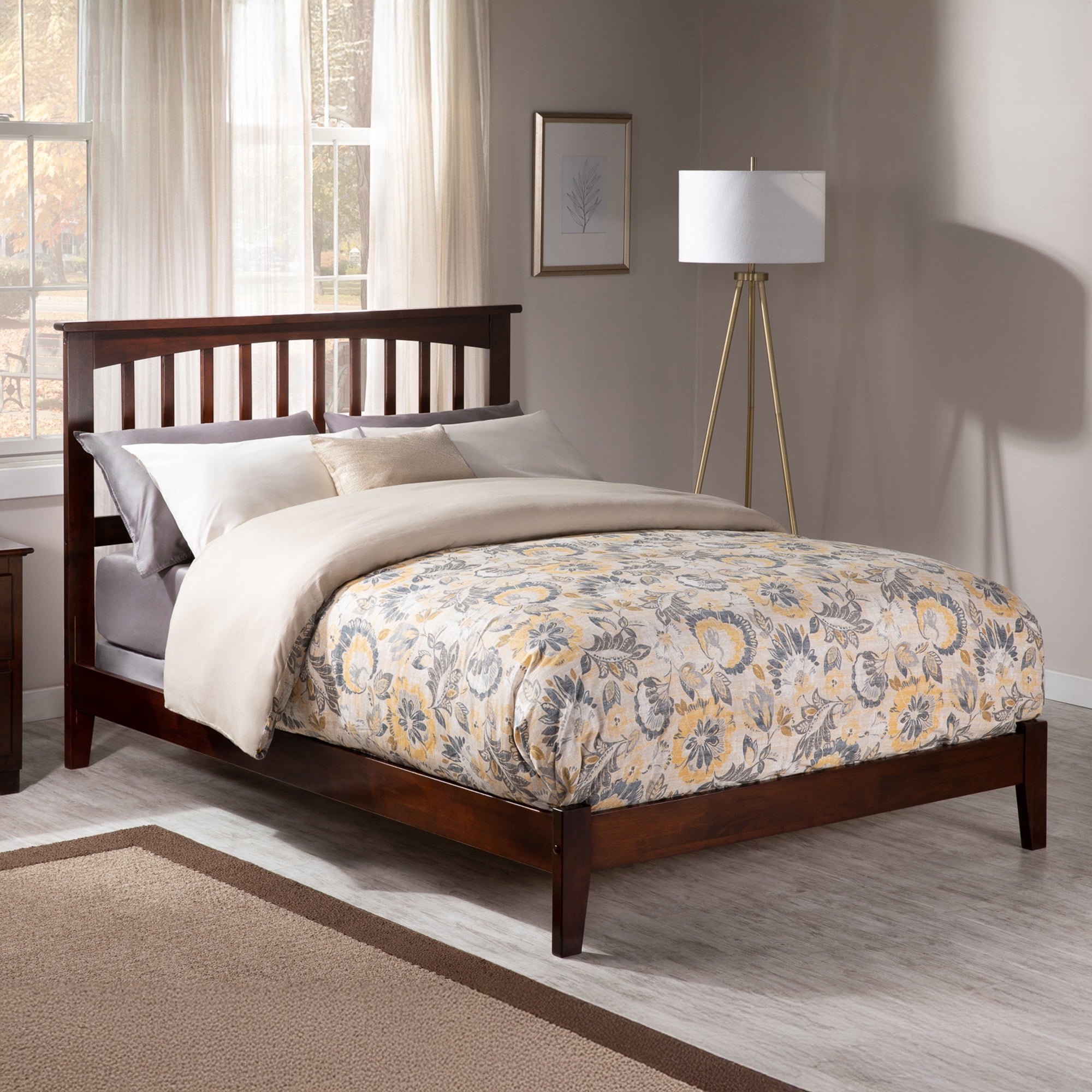 AFI Mission Full Low Profile Wood Platform Bed, Walnut