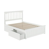 AFI Mission Full Platform Bed with 2 Bed Drawers in White